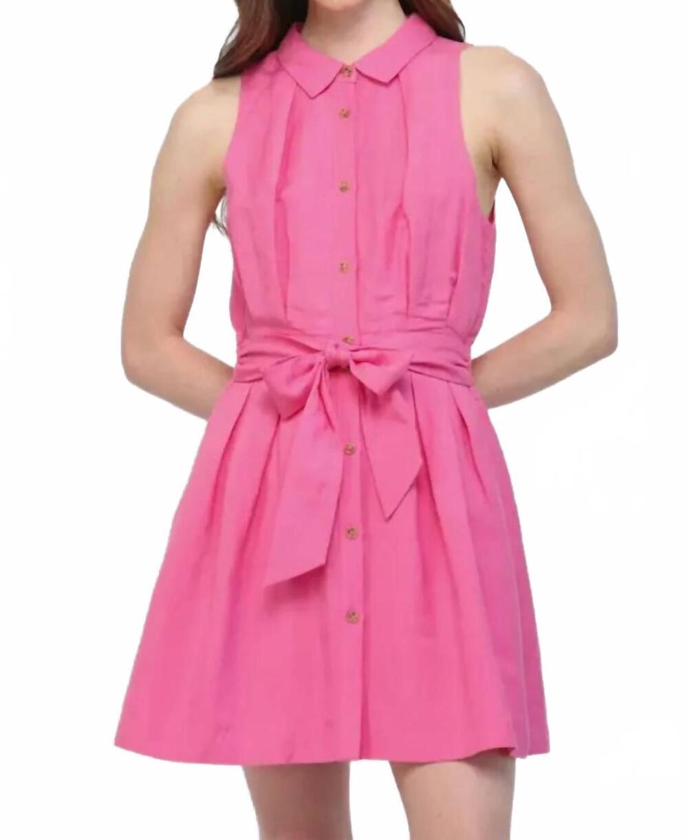 NEW FATE sleeveless button down dress in pink